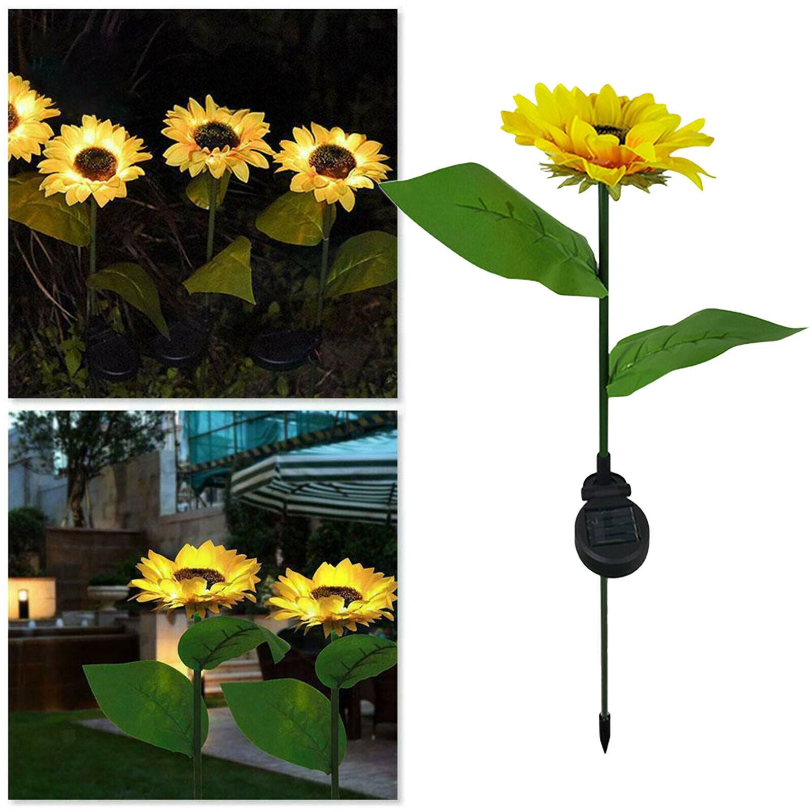 LED Solar Sun Flower Lamps Lawn Light For Patio Outdoors Decor Walkway