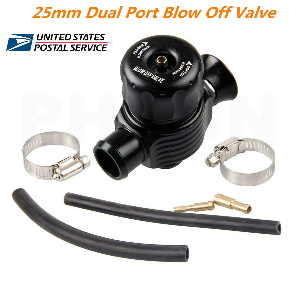 Black 25mm Universal Car Dual Port Blow Off Turbo Bov Valve Diverter Dump Valve