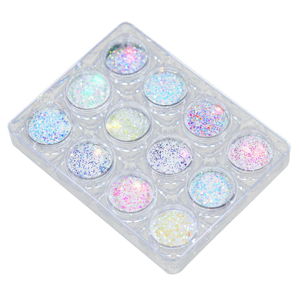 Set of 12 NEW UV Gel Dust Powder Colorful Decor Set Kits Crafts Style-02