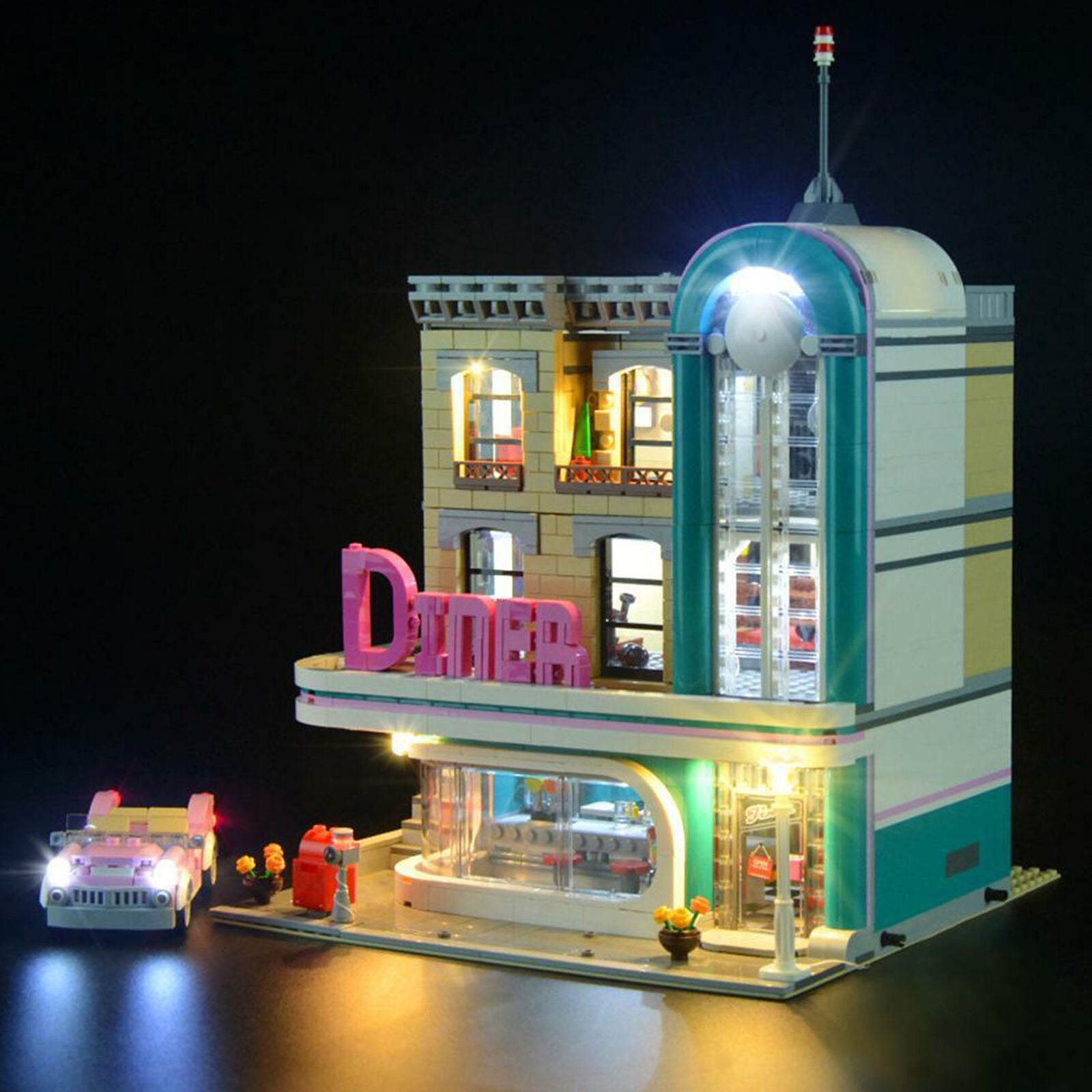 10260 Kit Bricks Building ONLY LED Toys Lighting Light Downtown Diner 4IAC