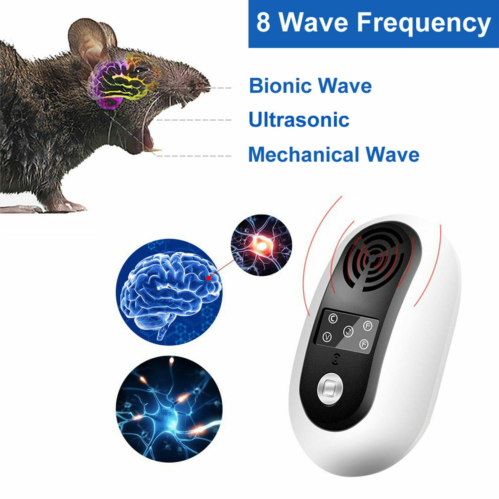 Electronic Ultrasonic Pest Repeller Rats Bugs  Mosquito Cockroach Killer Reject