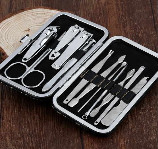 12 PCS Pedicure / Manicure Set Nail Clippers Cleaner Cuticle Grooming Kit Case