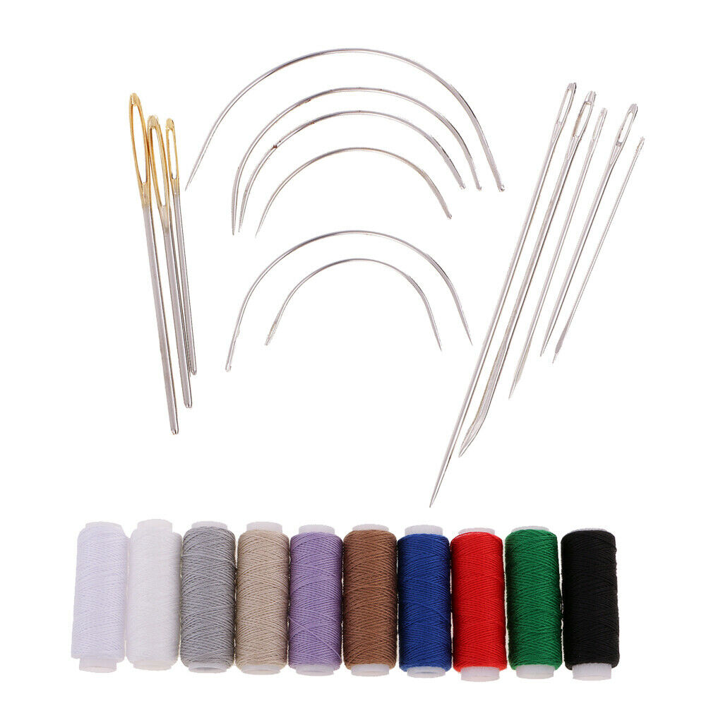 Assorted Hand Sewing Thread Spools Curved&Straight Needles Jeans Embroidery