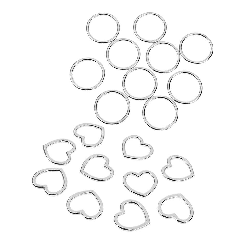 20pcs Generic Mental Buckle for Belt Handbag Strap Keeper Heart & O Shape