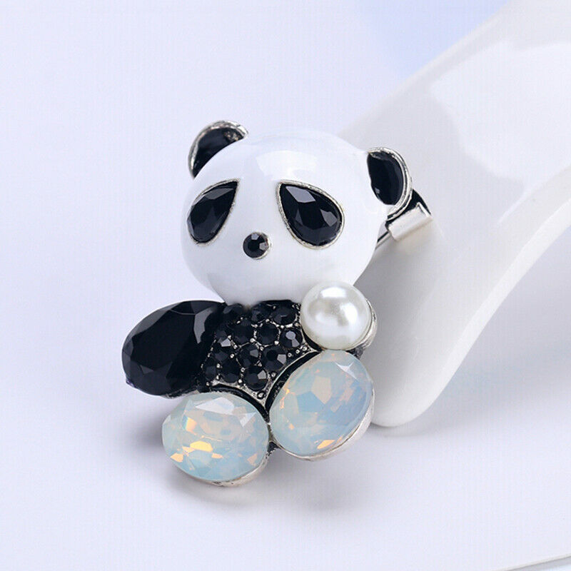 Fashion Wedding Bridal Crystal Enamel Animal Panda Corsage Banquet Brooch.l8