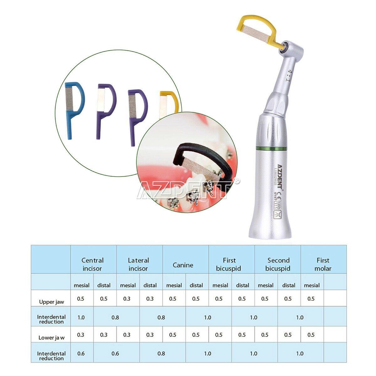 Dental 4:1 Reduction Interproximal Stripping IPR System Contra Angle Handpiece E