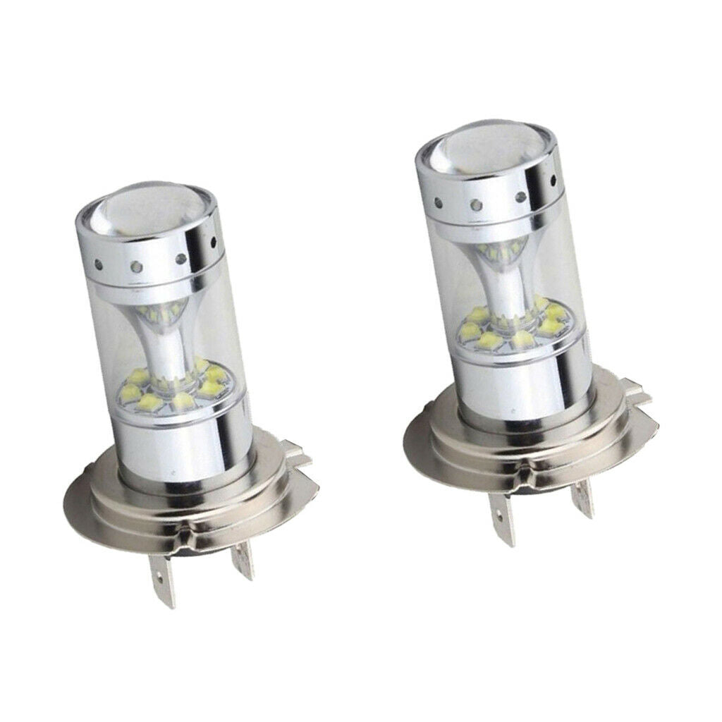 2pcs White Light H7 100W 1200LM 6000K Car Foglights Daytime Driving Lamp