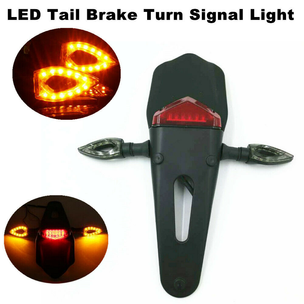 12V Smoke Motorcycle Scooter Fender Lamp LED Brake Stop Rear Tail Turn Light Kit