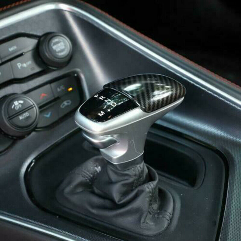 Black Carbon Fiber Gear Shift Cover Trim For Dodge Challenger Charger 2015-2020