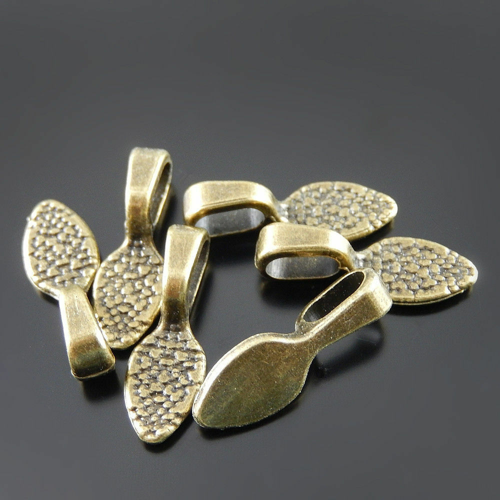 50 pcs Retro Style Bronze Alloy Glue On Bails Pendant Jewelry Connectors Craft