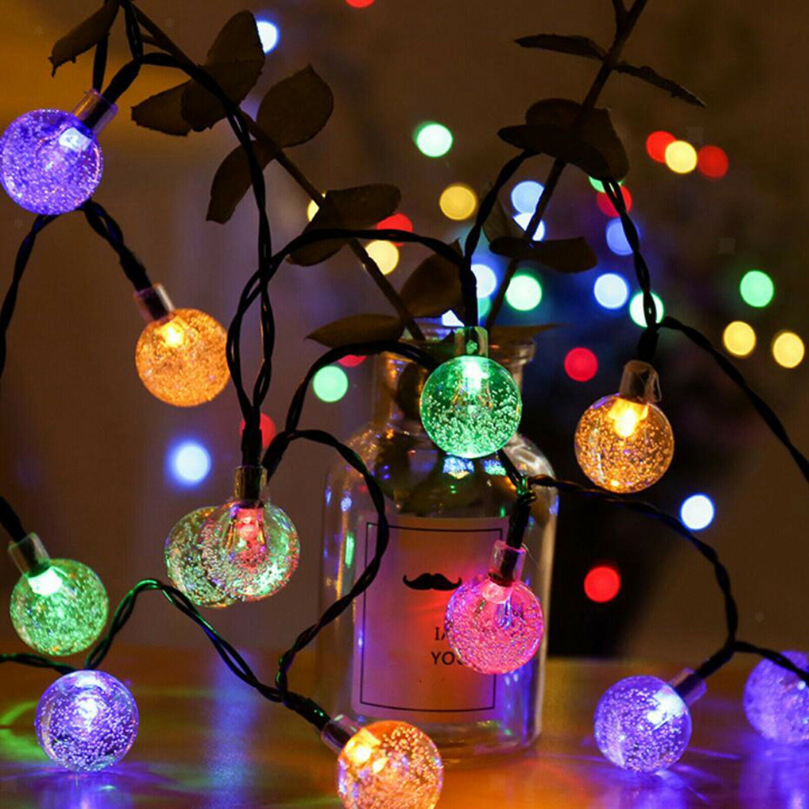 Colorful Ball Light Solar Powered Waterproof for Patio Porch Christmas Gift