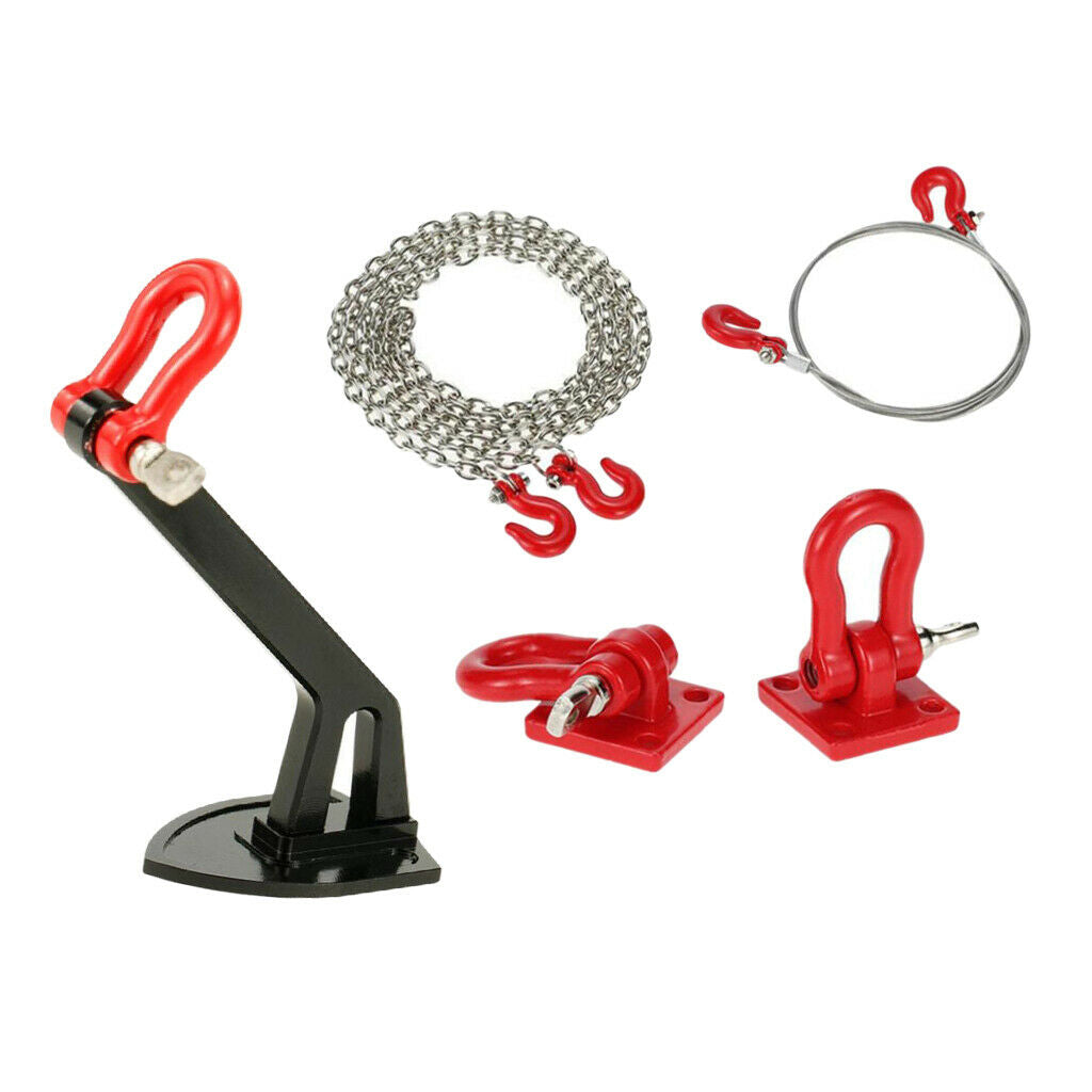 Tow Hook+Trailer+Steel Tow Chain+Winch Anchor for 1:10 RC4WD D90 CC01 RC Car