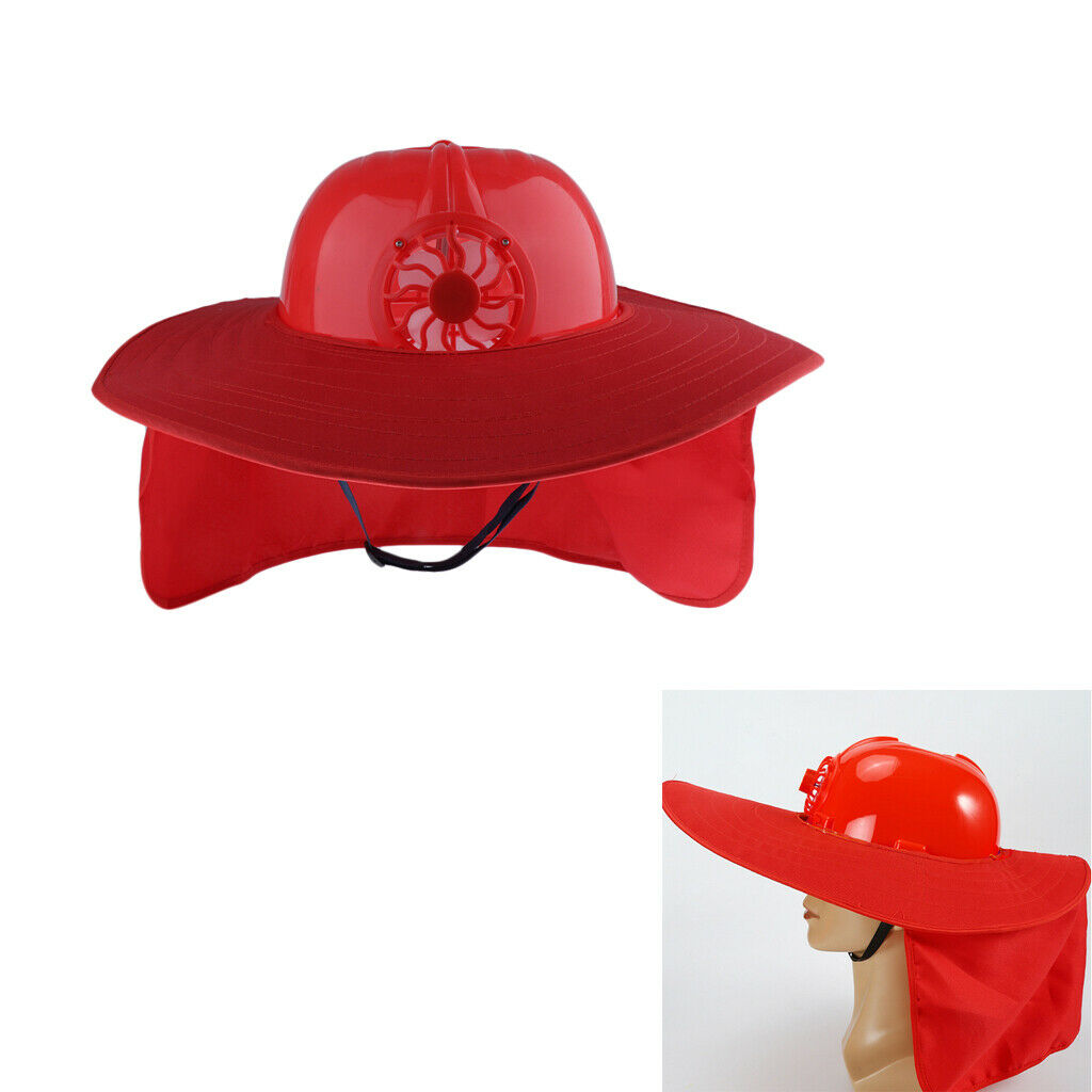 Safety Hard Hat Helmet with Full Brim Neck Sun Shield for summer  Red