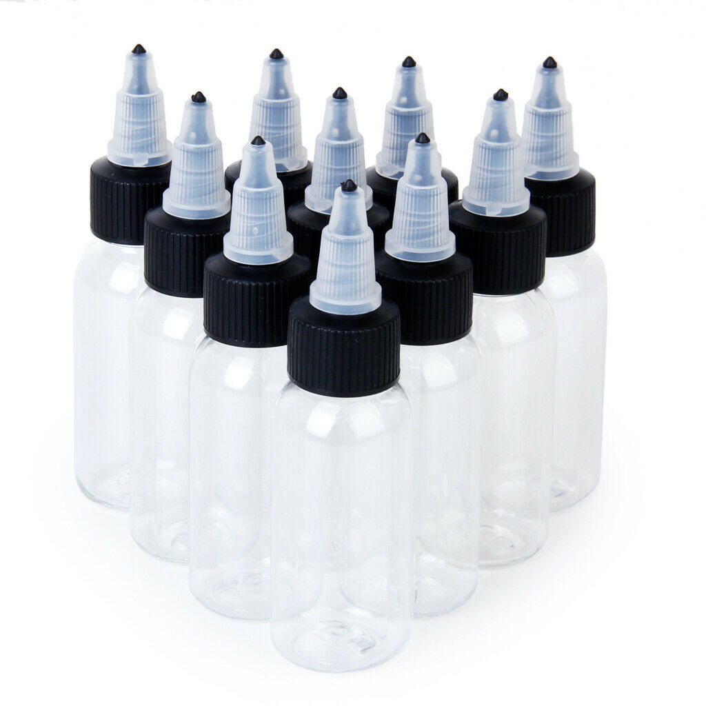Lot 10PCs 30ml Clear PLASTIC EMPTY TOP  Pigment Supply
