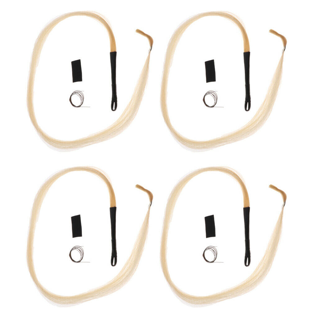 4pcs Horse Hair Mongolia Tail Violin Cello Erhu Bow Hairs for String Parts