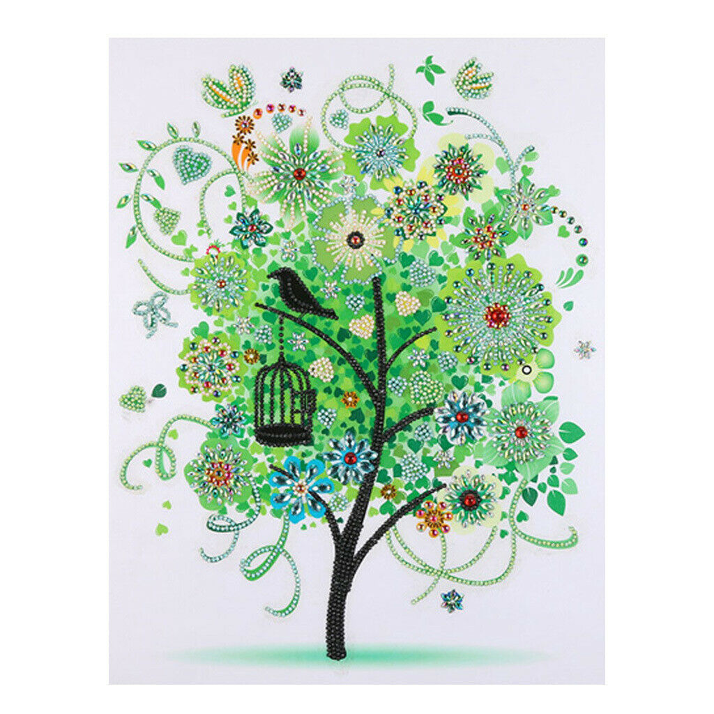 Treer-shaped DIY 5D Diamond Paiting Cross Stitch Kit for Arts Craft Green