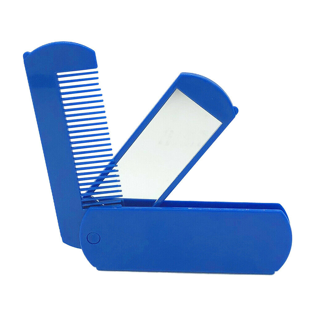 Collapsible Beard Comb Mustache Shaving Tools w/Makeup Mirror for Pockets