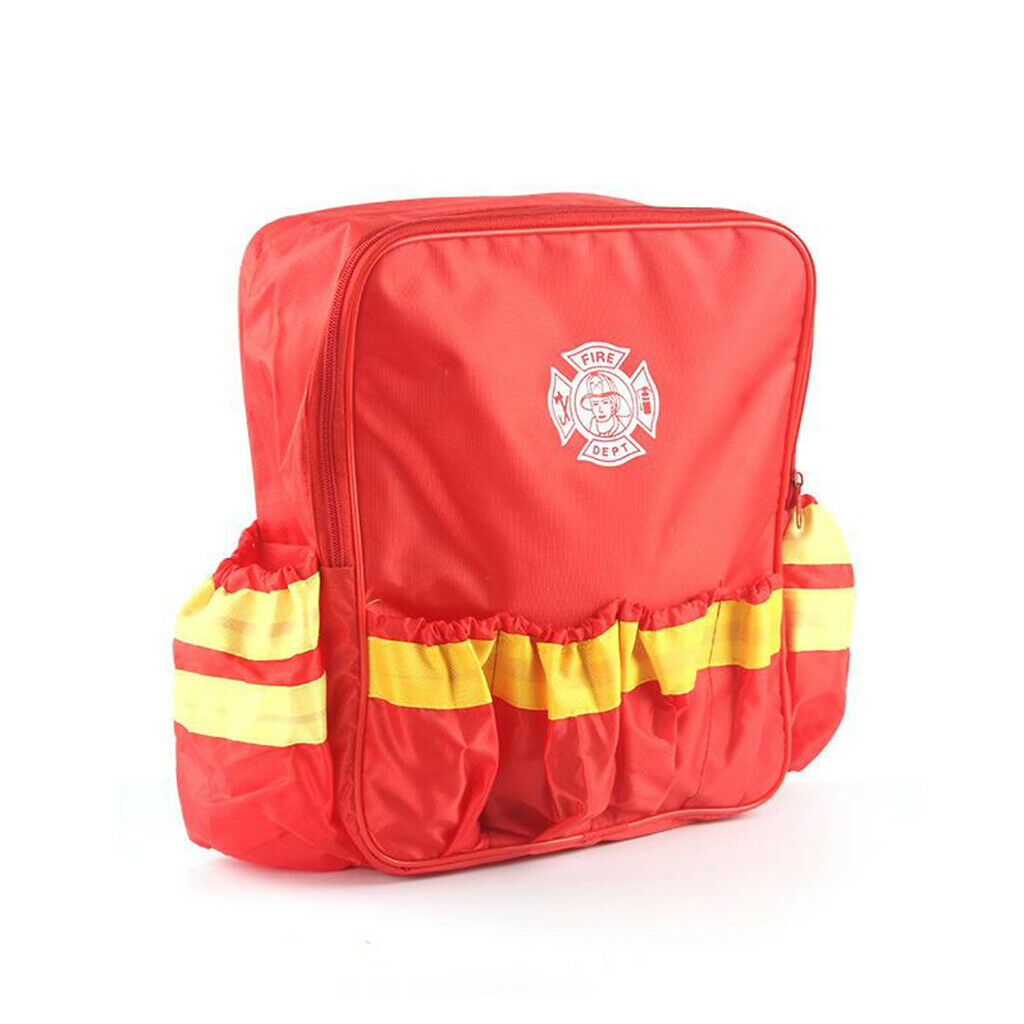 Fireman Suit for Kids Halloween Dress Up with Backpack and Accessories