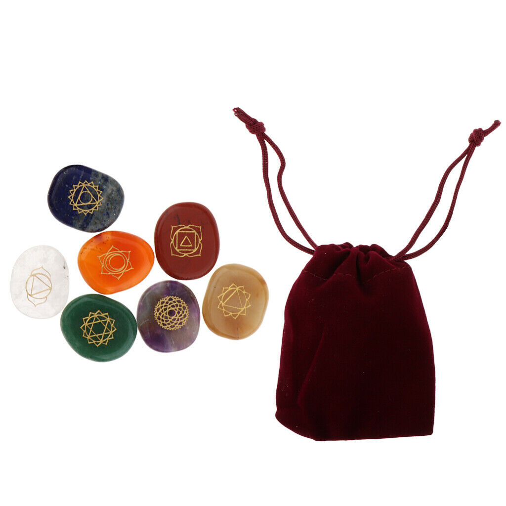 7 Pieces Round Shape Stone Crystal Charms, Assorted Color, Body-Mind-Spirit