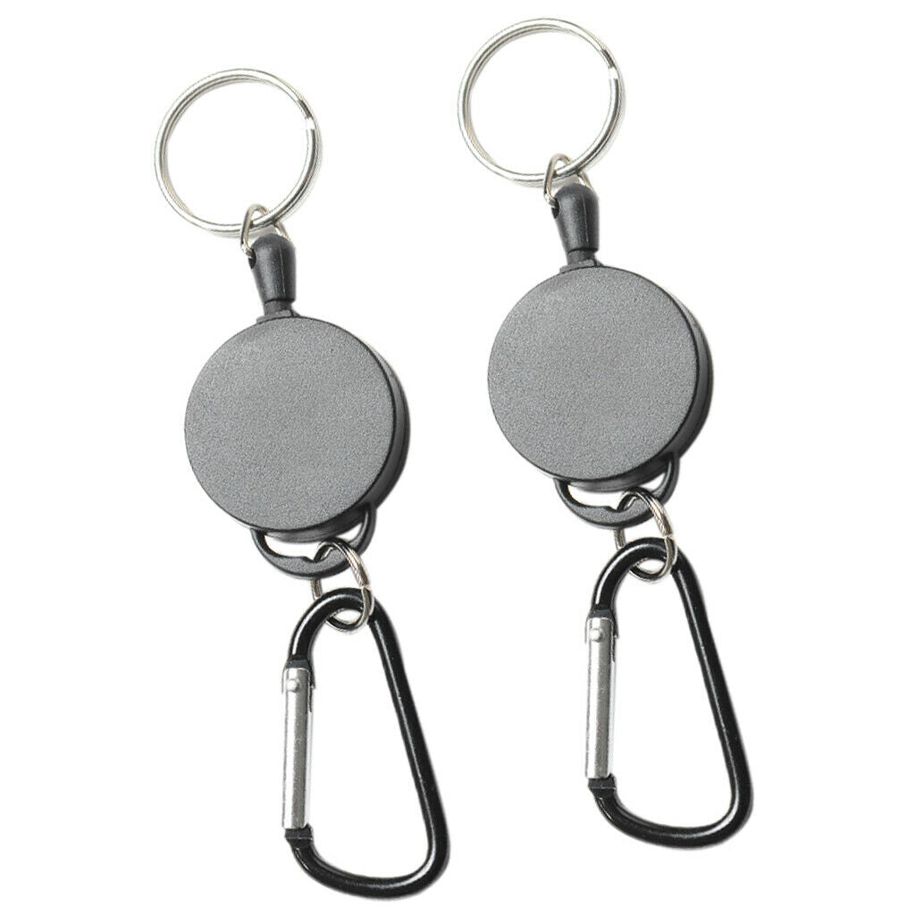 Set of 2 Retractable Keychain Spring Snap Hook Hiking Belt Clip Carabiner