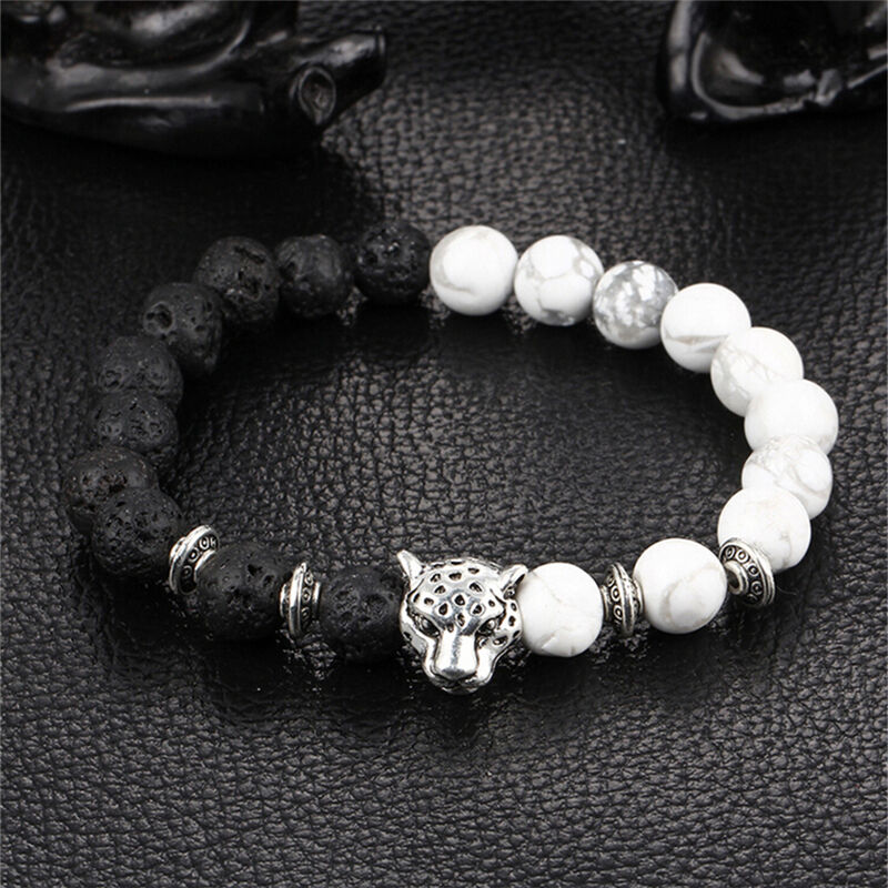Handmade Mens Women Animals Beaded Natural Lava Stone 8MM Beads Agate Bracelets