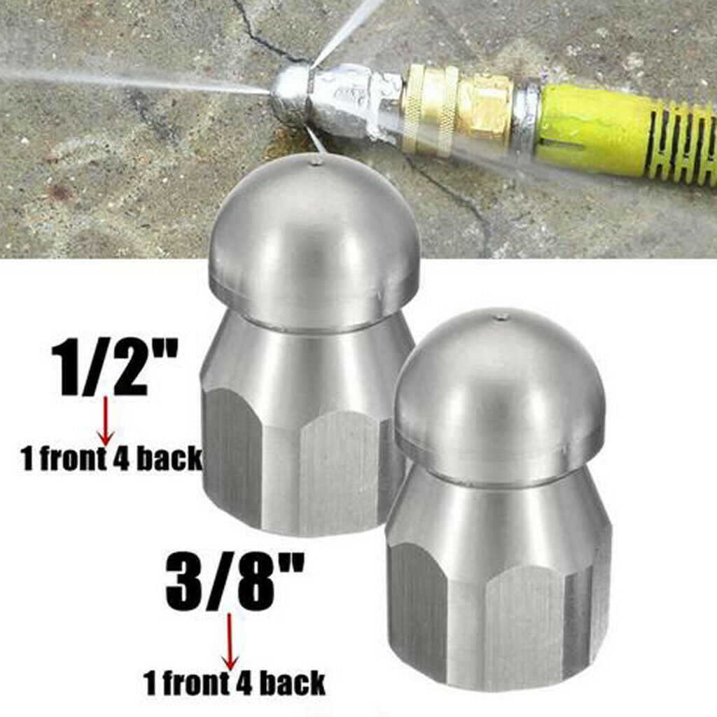 2Pcs High Pressure Washer Sewer Jetter Nozzle Hose Sewer Drain Clean Parts