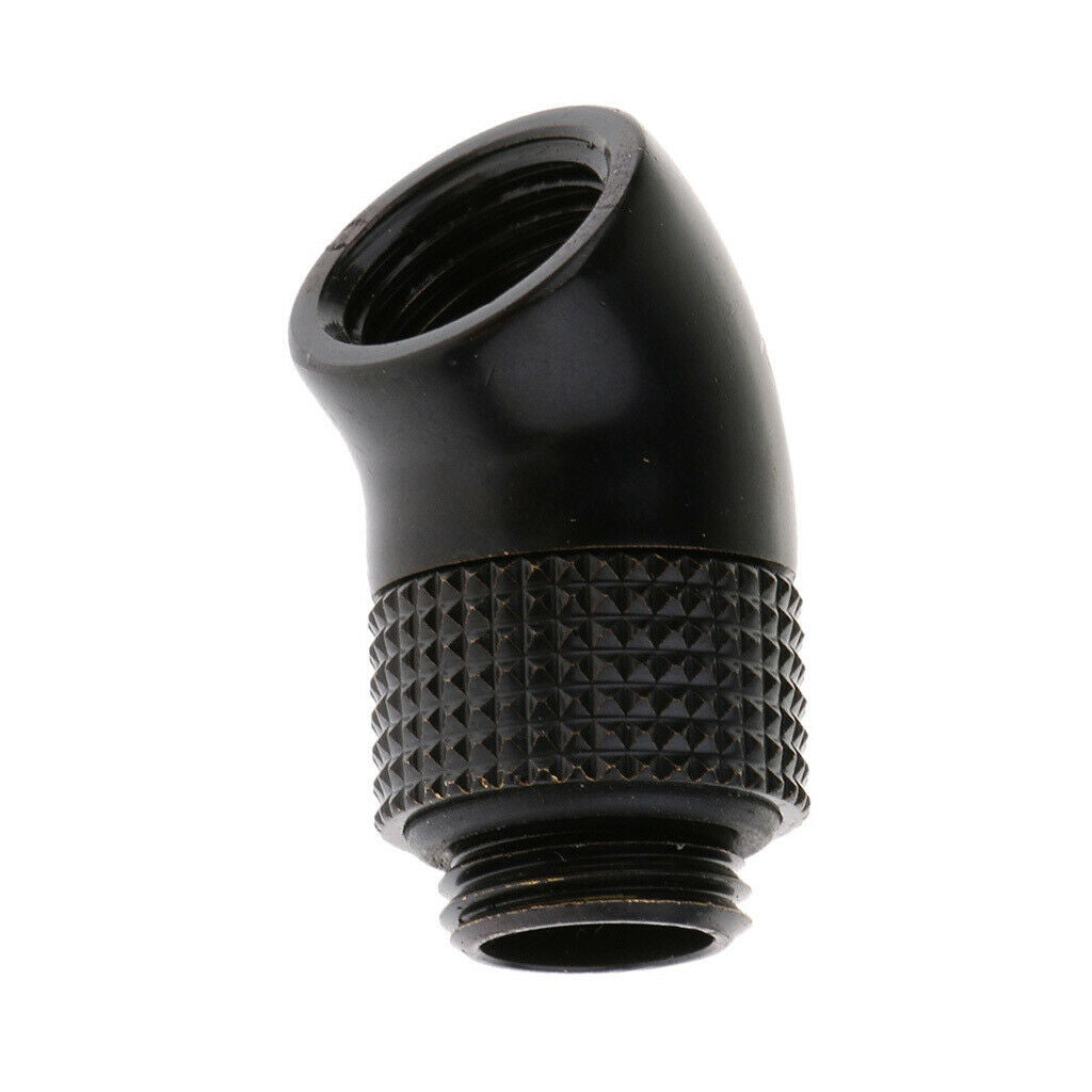 G1/4 Screw Thread 45° Elbow Rotatable Metal Adapter Connector Black