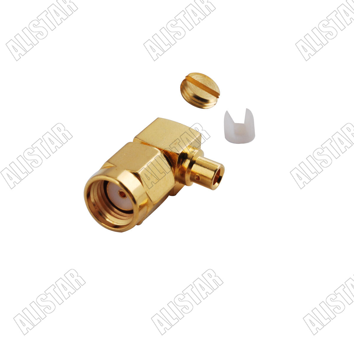 10x connector RP-SMA male jack pin right angle Solder semi-rigid RG405 0.086"