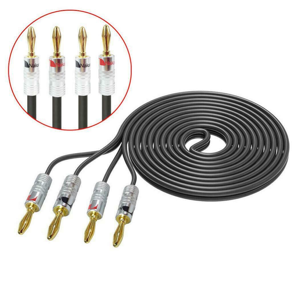 2Pcs OFC Wire 10ft 12 Gauge Hifi Speaker Cable Wire with 8pcs Banana Plugs