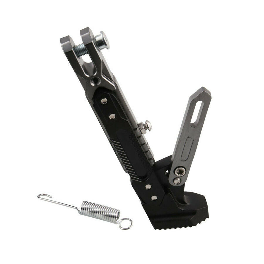 Black &Titanium Motorcycle Adjustable Side Tripod Holder Foot Kick Stand Support