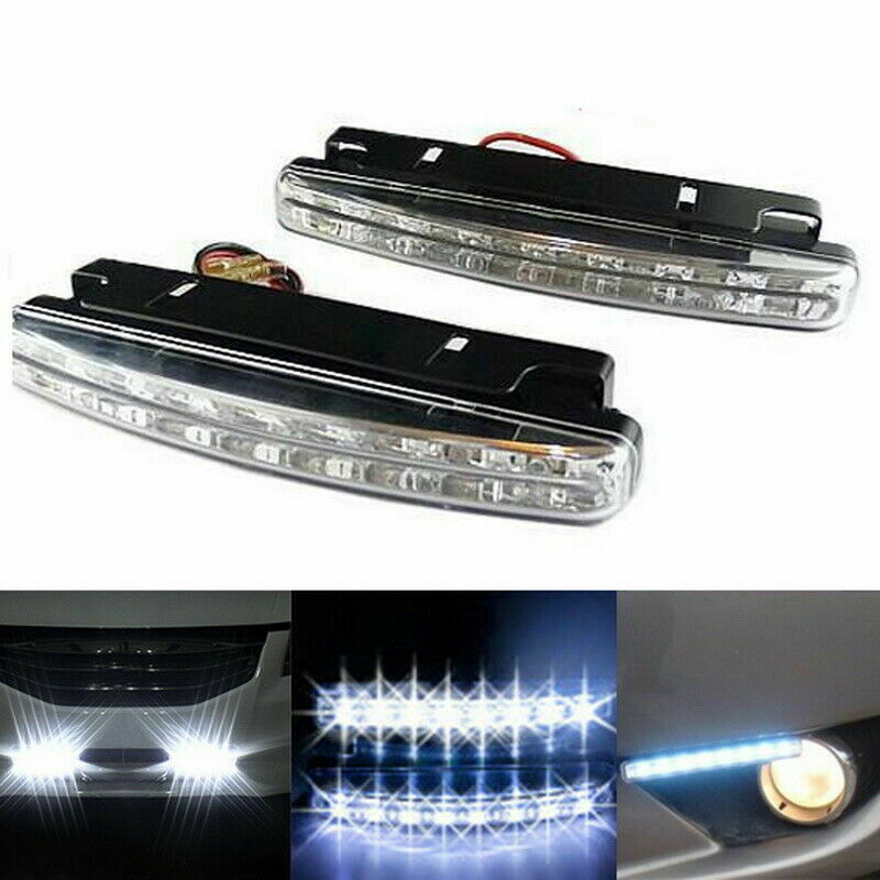 2PCS Waterproof Car DRL 8LED Daytime Running Light Driving Fog Lamp Super White