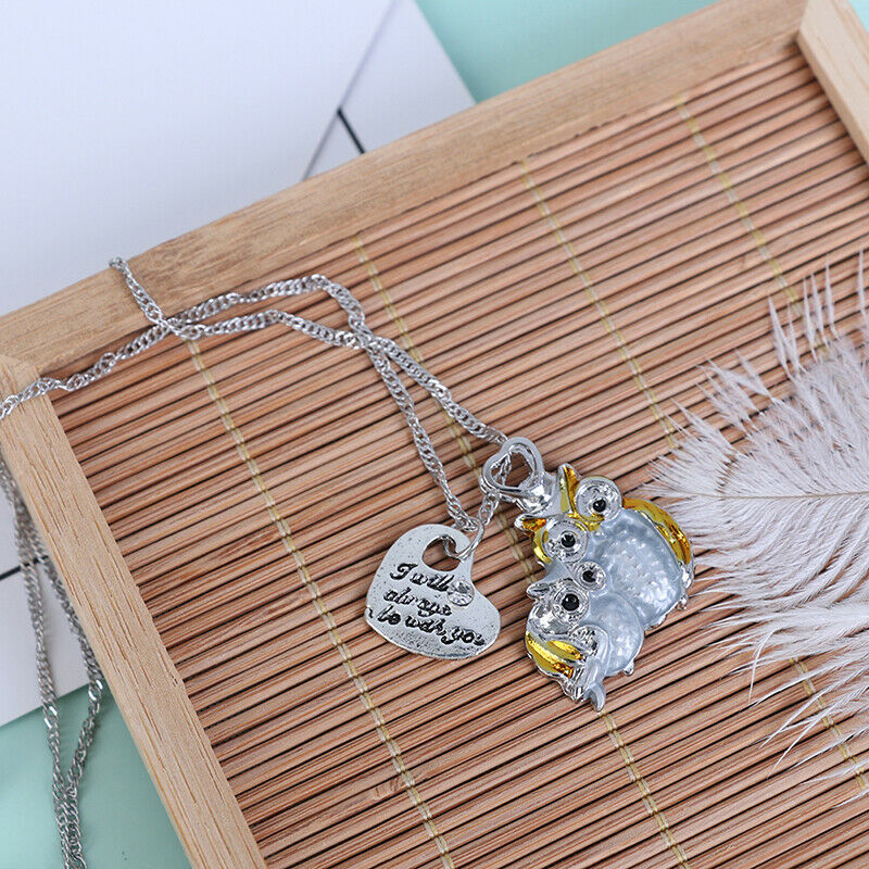 Creativity Lovely Owl Mother and Child Love Diamond Gift Necklace 925 Sil.l8