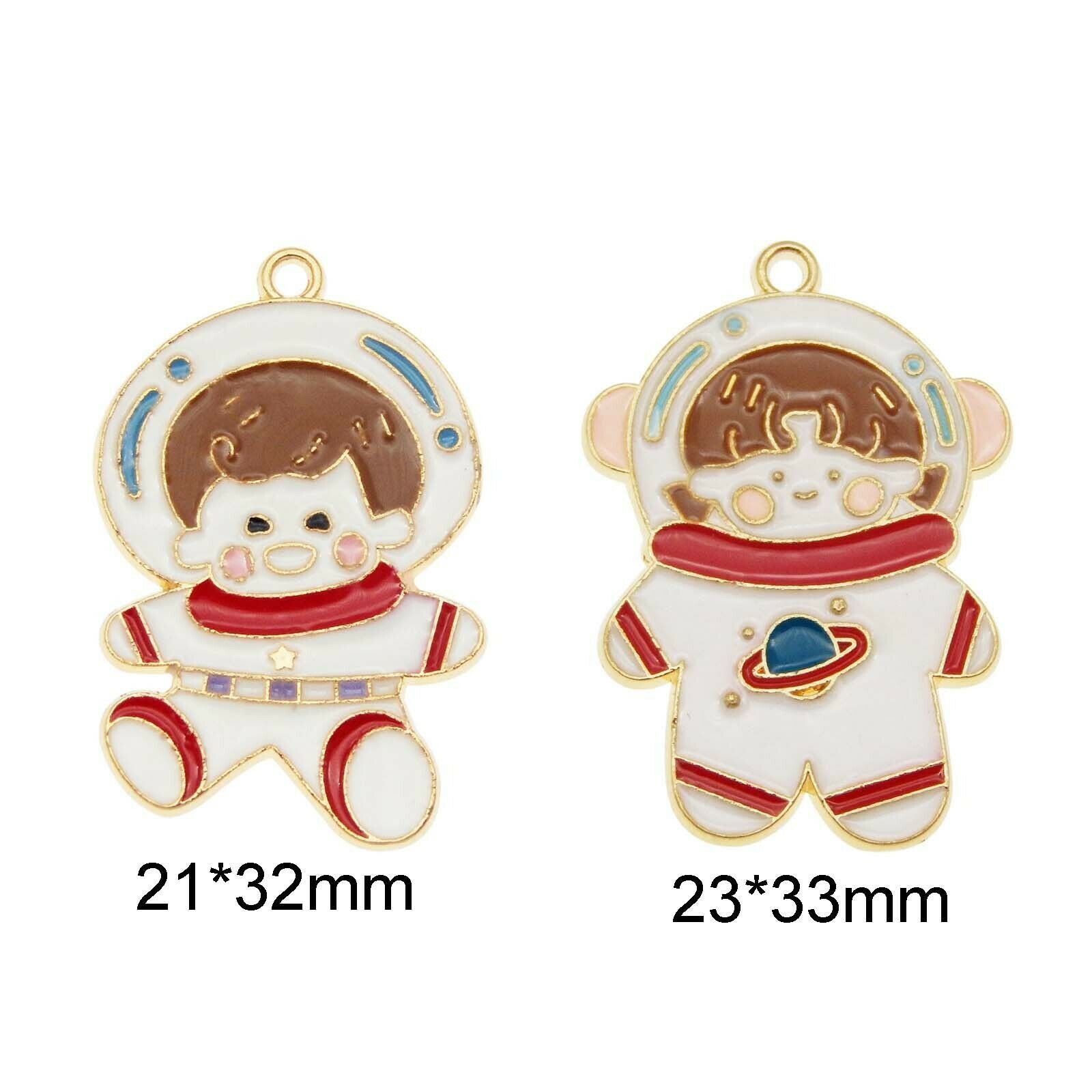 8PC Multi-Color Mixed Astronaut Space Child Charms Pendant Jewelry DIY Findings