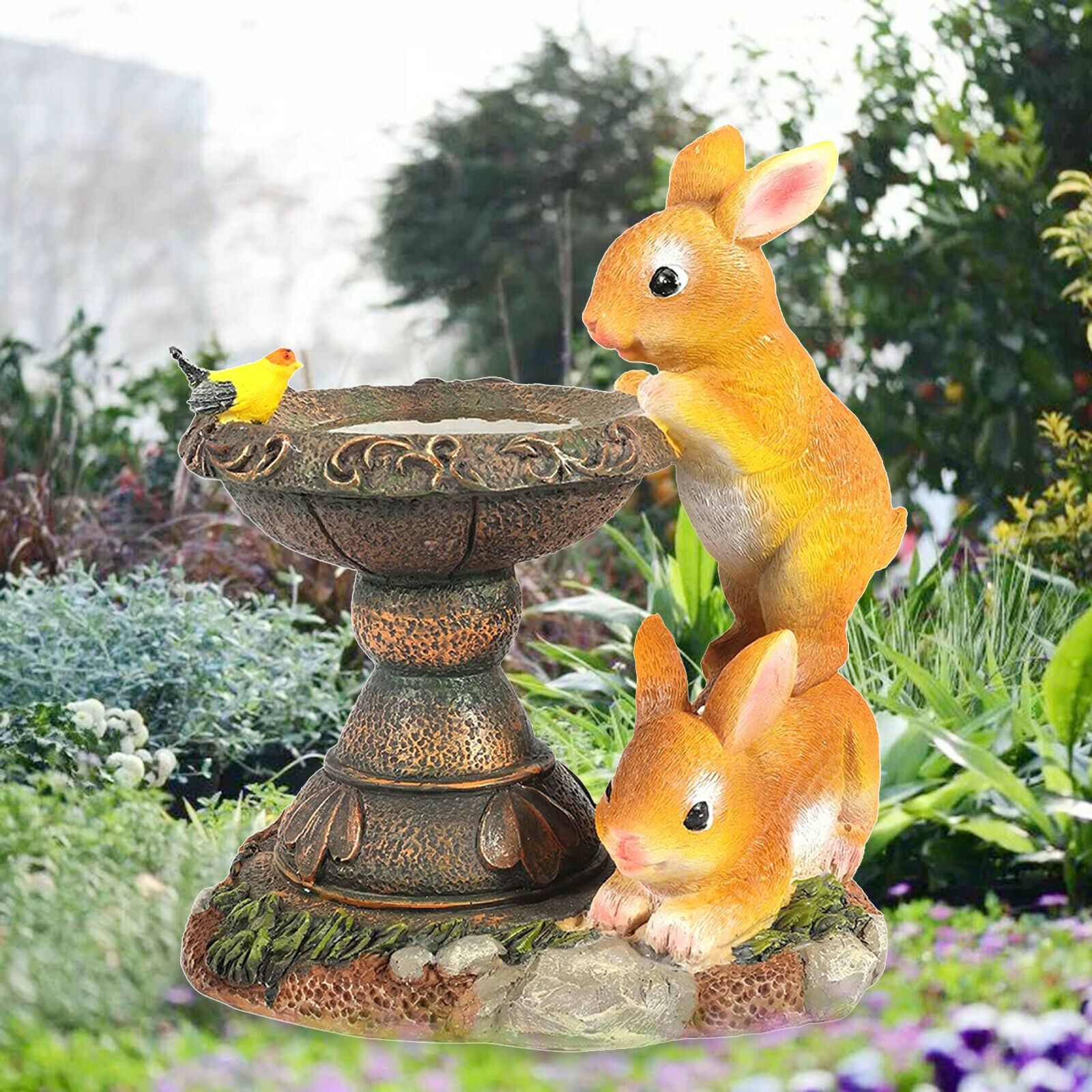 Home Rabbit Statue Courtyard Solar Light Yard Decoration Lighting Craft