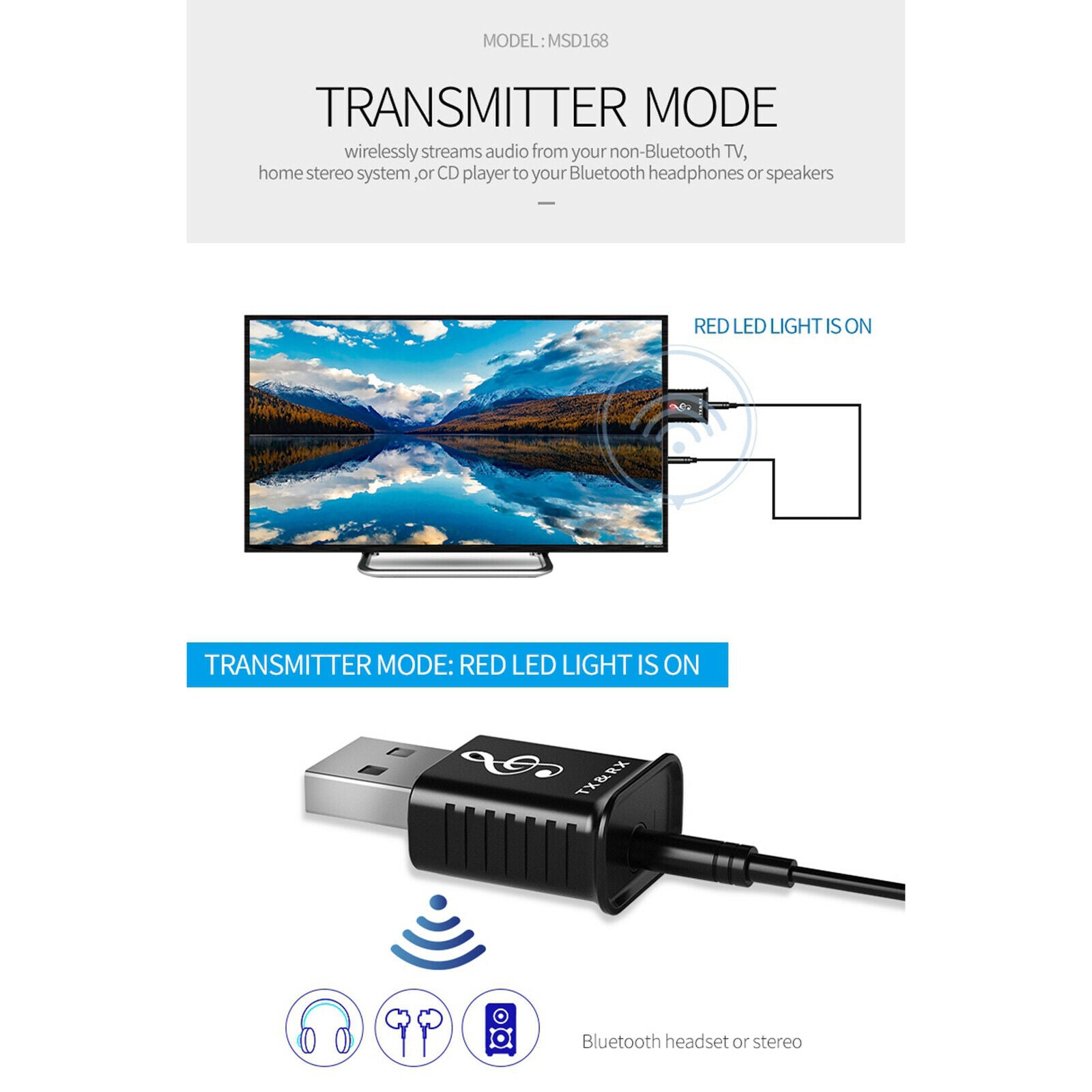 2021 Upgrade USB Bluetooth 5.0 Transmitter Receiver Audio Adapter Converter