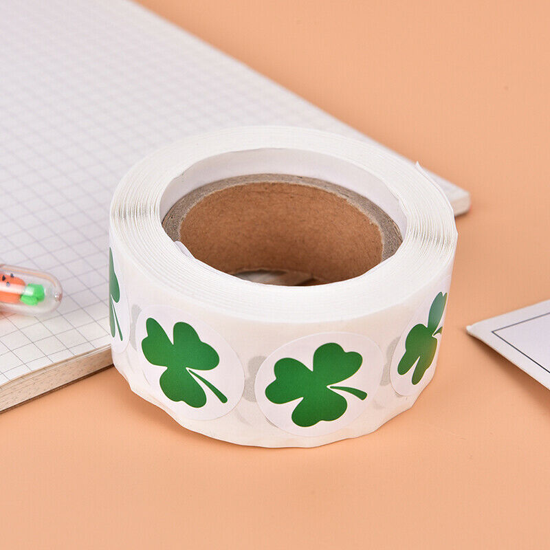 500pc Shamrock Stickers Clover Roll Stickers 1Inch Tags Adhesive Label  F.l8