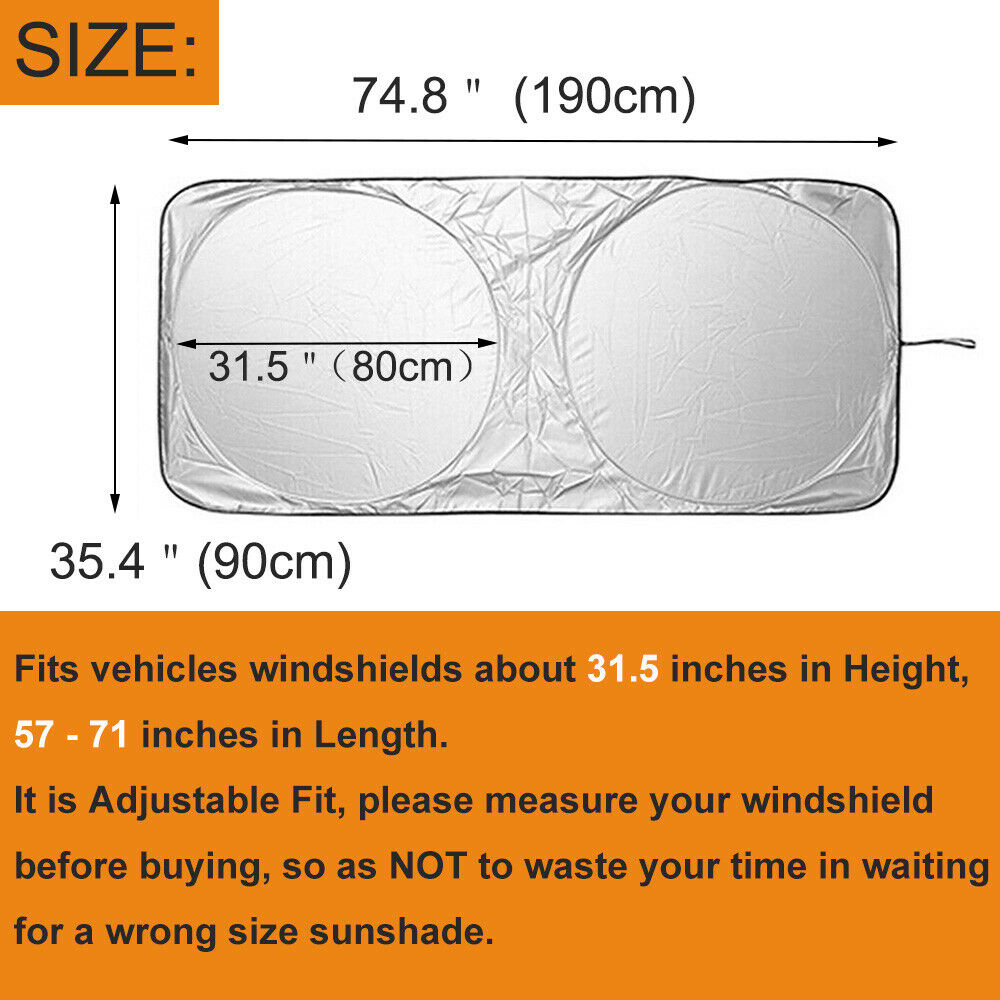 For Chevy Windshield Sun Shade UV Heat Shield Huge Jumbo Fit Truck Van MPV RV