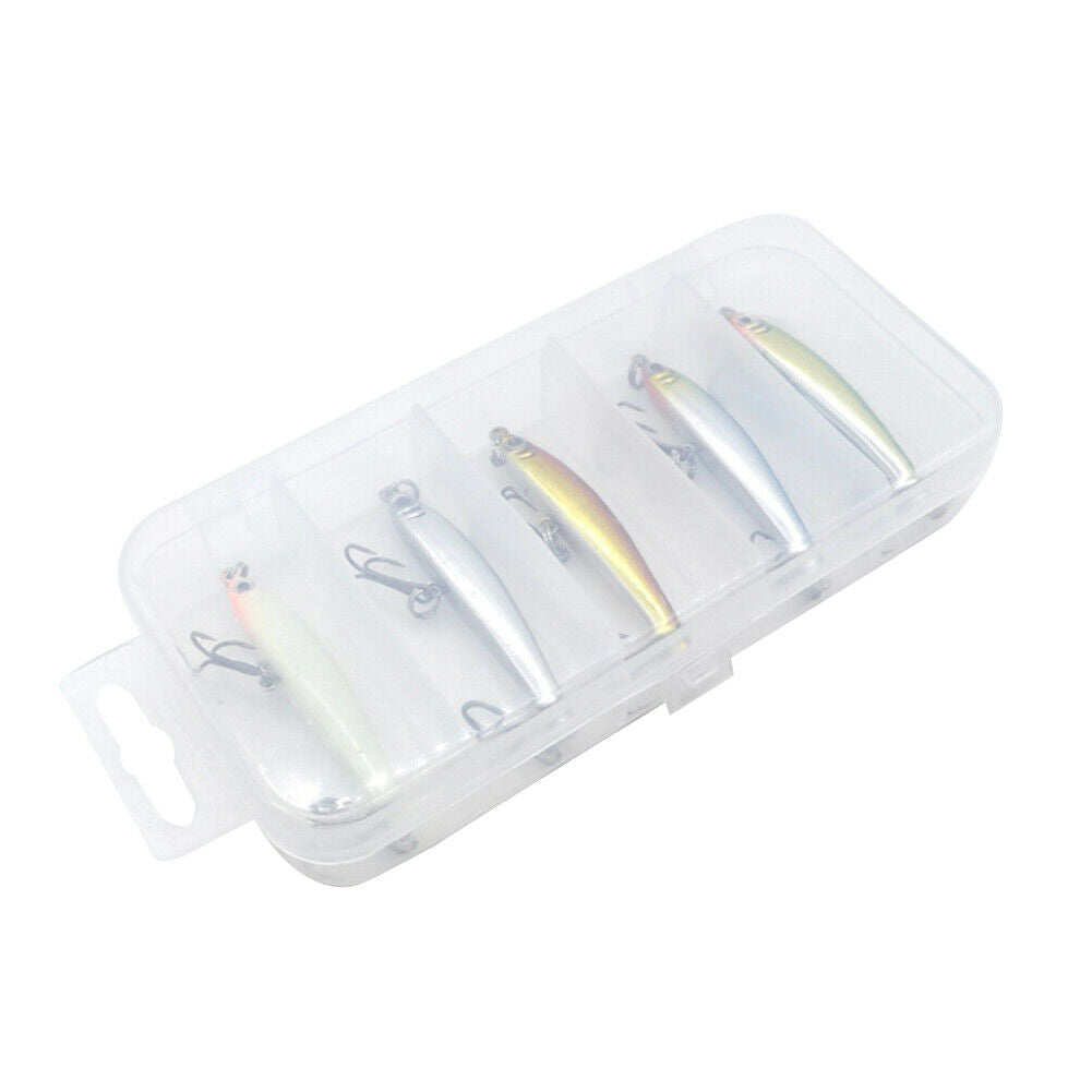 5pcs Fishing Lures 3.5g 5cm Minnow Lure Hard Bait Crankbait Wobbler Tackles @