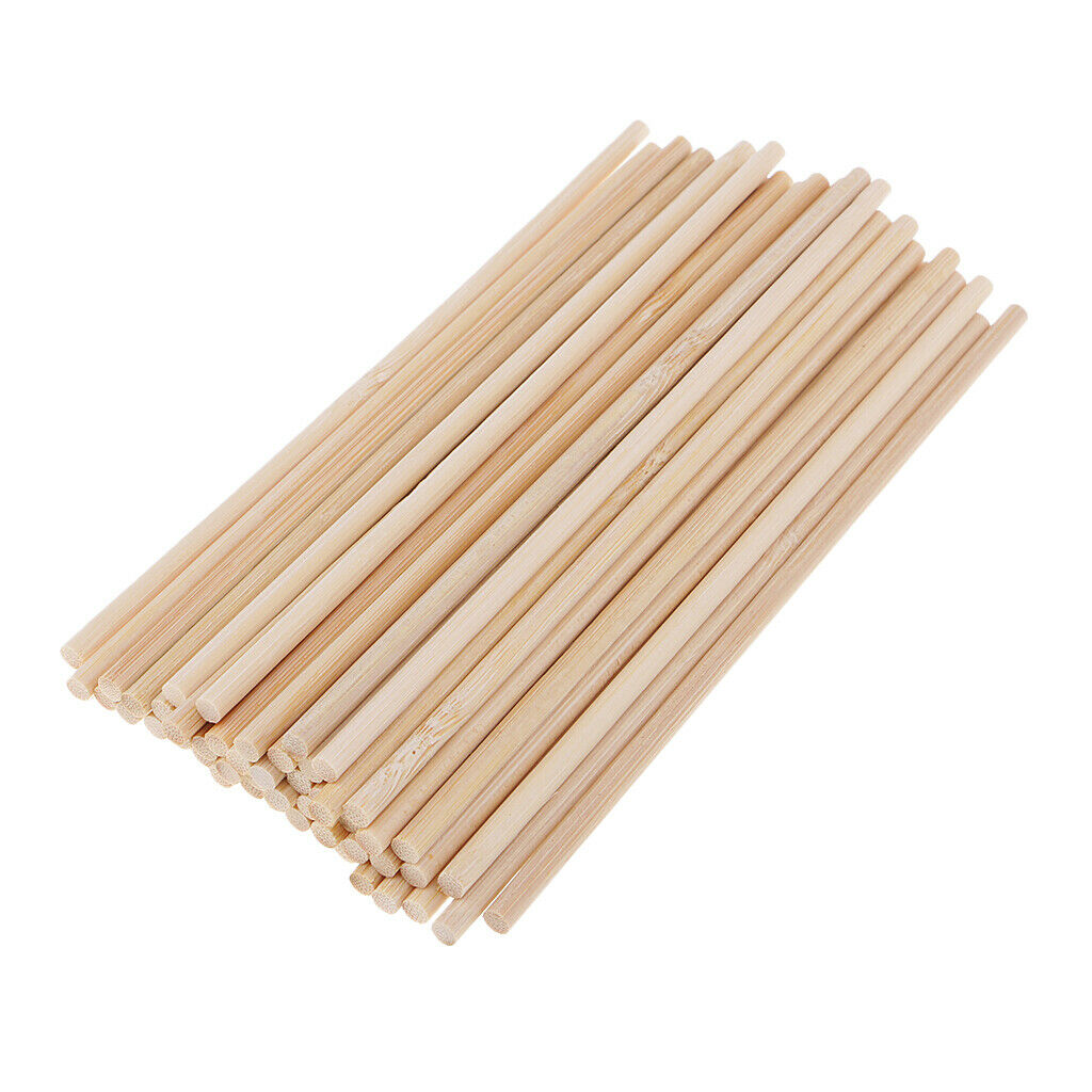 50 Pieces Bamboo Wood Stick Unpainted Wooden Round Stick Dowel Rod 150mm