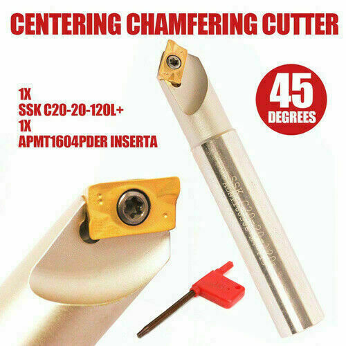 45° Centering Chamfer Cutter SSK C20-20-120L+1pc APMT1604PDER Insert For Turning