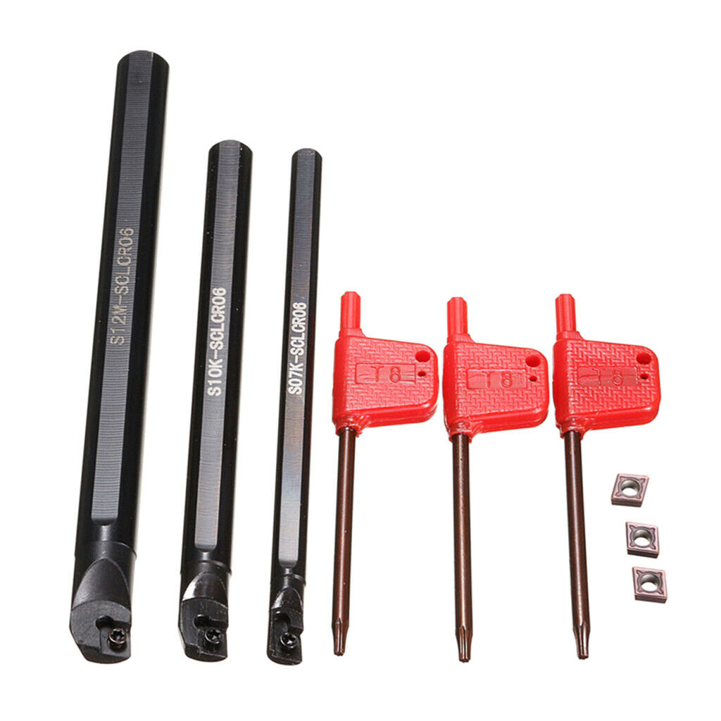 S07K+S10K+S12M-SCLCR06 Holder Kit + CCMT060204-HM Inserts Blades + T8 Wrench