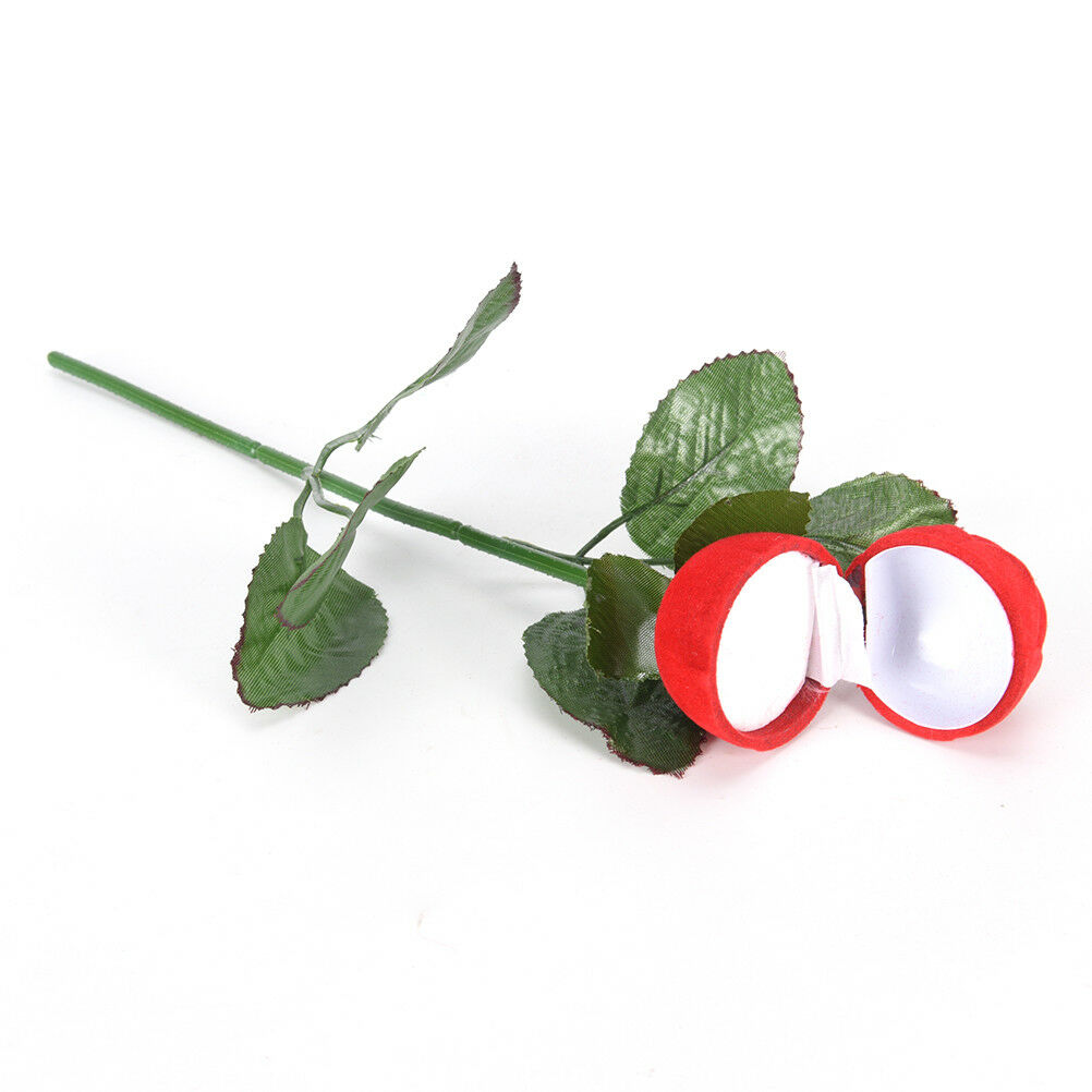 1pc Red Rose Flower Velvet Jewelry Storage Box Engagement Ring Box fiJC.l8