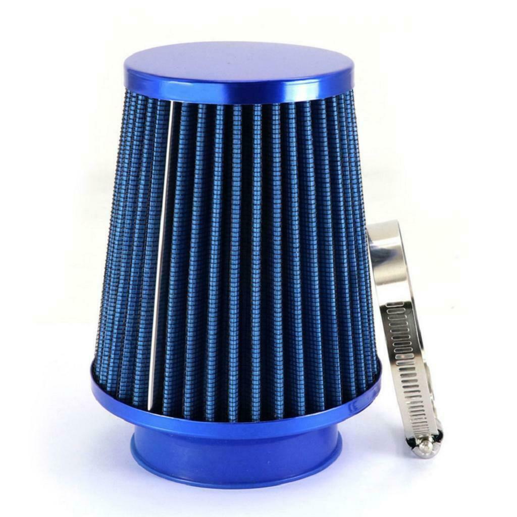 Blue 76mm Car Air Intake Inlet Round Cone Filter Washable