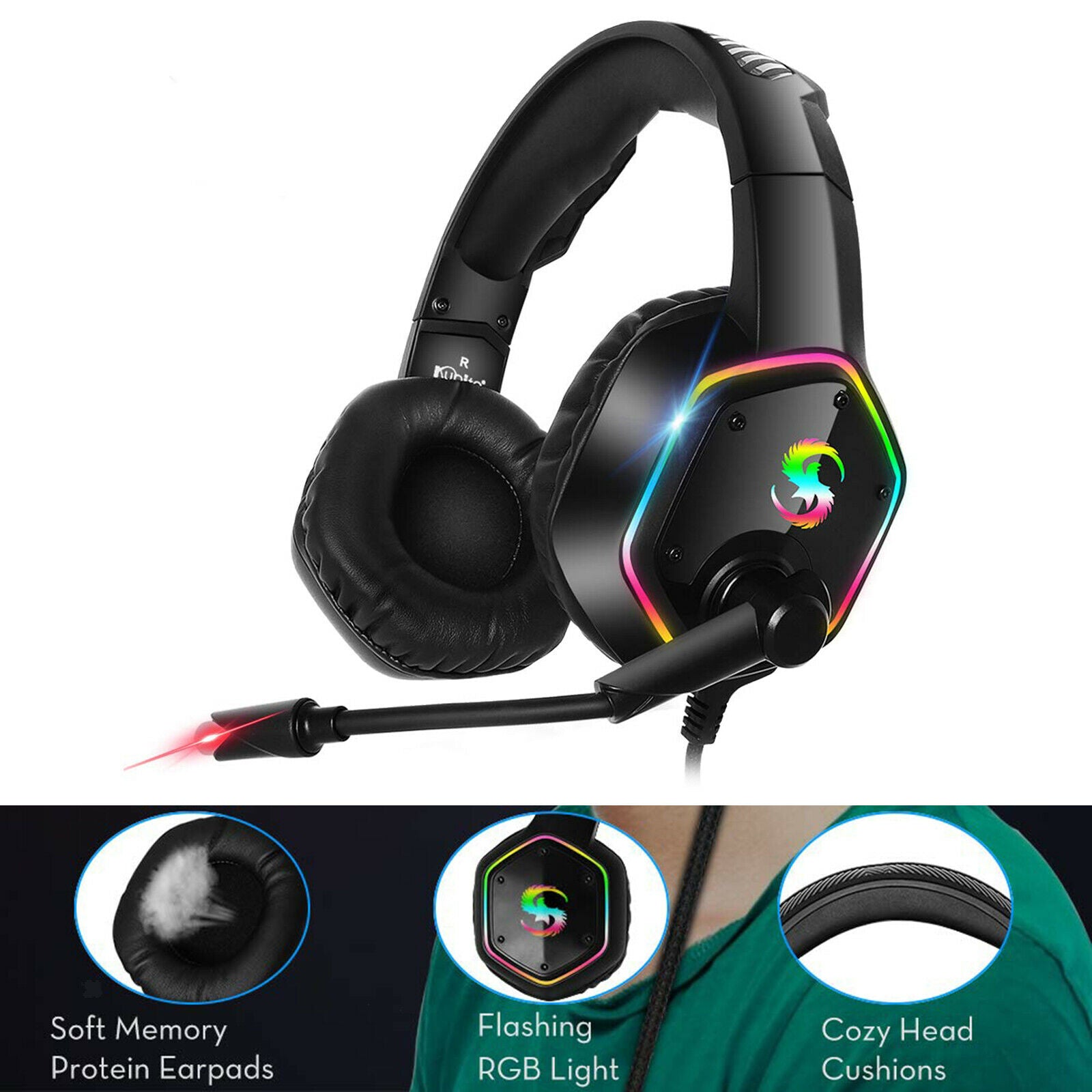 Premium Gaming Headsets 7.1 Channel Wired Earphones RGB for PS4 Gamer PC