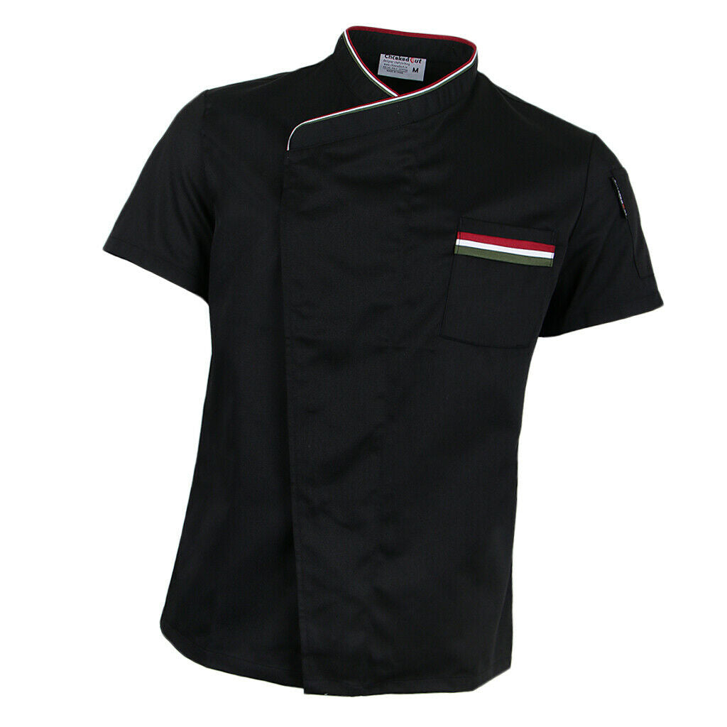 chef jacket uniform short sleeves hotel kitchen clothing cooking coat m black