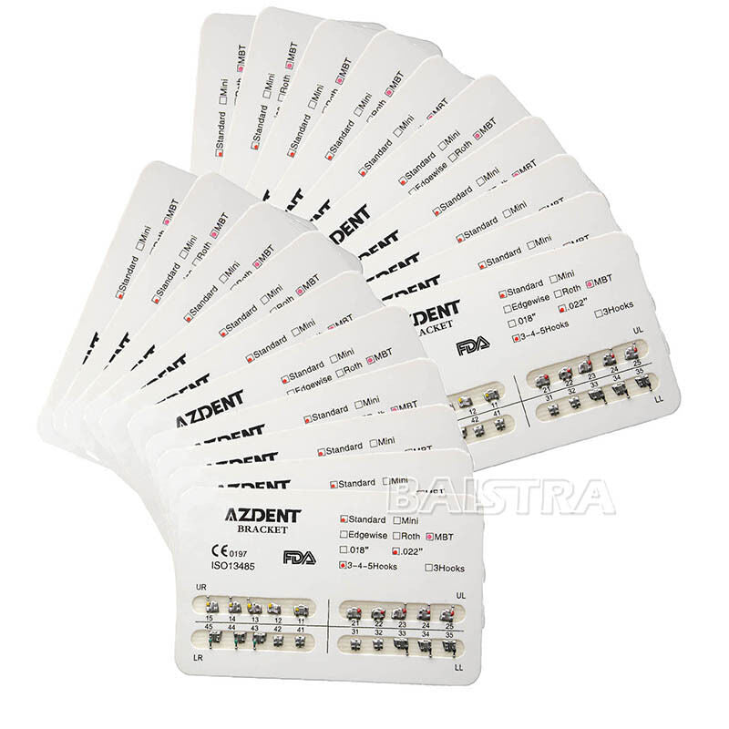 20 Kits Dental Orthodontic Bracket Brace Standard MBT Slot.022 Hook3-4-5 AZDENT