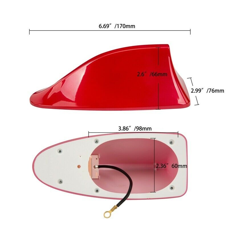 Red Car Vehicle Auto Shark Fin Antenna With Signal Radio Stereo Aerials AM FM