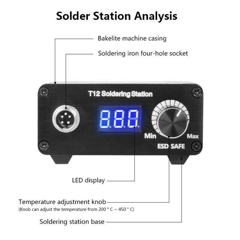 75W Digital Soldering Iron Station control panel for T12 Handle Heater DC 12-24V