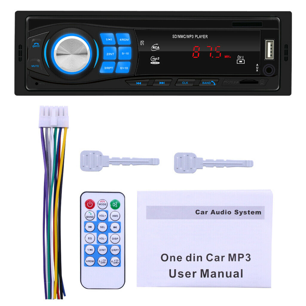 12V 1DIN Car Radio Stereo MP3 Player Bluetooth Audio USB AUX Head Unit