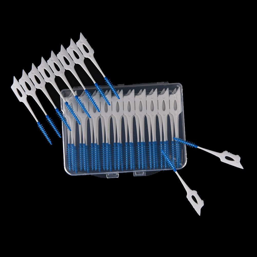 40pcs Disposable Toothpicks Soft Clean Interdental Seam Brush Elastic Mass.l8